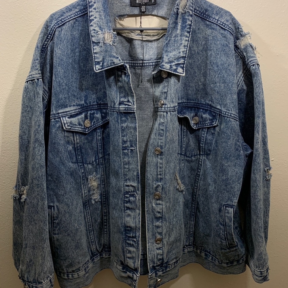 Missguided Plus Size Distressed Denim Jacket